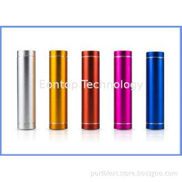 Aluminum Cylindrical Mobile Power Bank 2600mah Charger For
